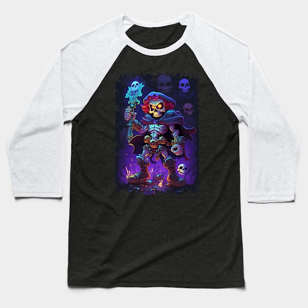 The Deadmaster Skeletoon Baseball T-Shirt by Spaksu